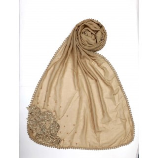 Designer Diamond Studded Women's Stole-Beige Brown